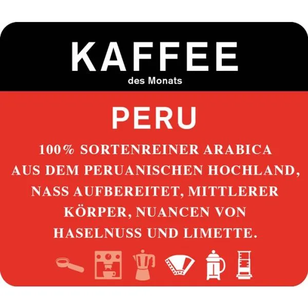 Kaffee des Monats Peru Etikett